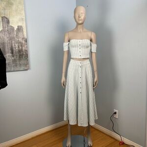 ASOS Light Blue Checkered Top and skirt set size 2